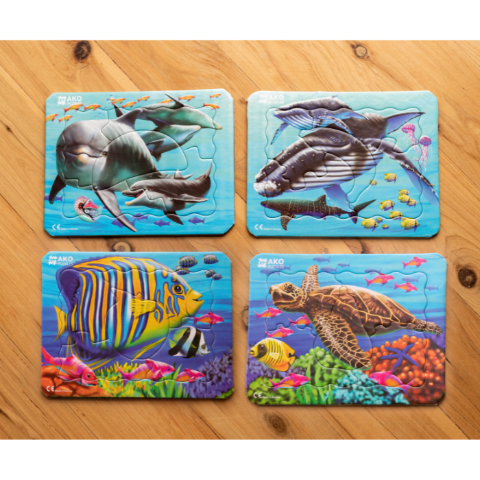 Puzzle set of 4: Under the Pacific Ocean