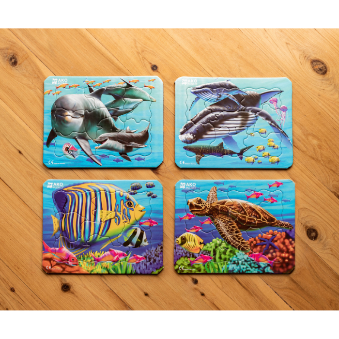 Puzzle set of 4: Under the Pacific Ocean